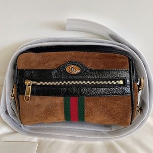 Gucci Ophidia Suede Small Shoulder Bag with BRB Web 573321 crossbody